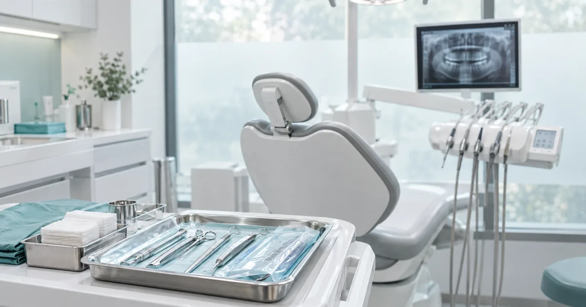 영주 사랑니 발치 — 수술 기구가 준비된 진료실과 파노라마 X-ray 화면